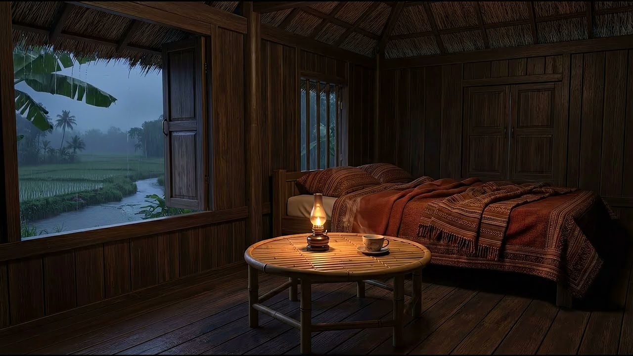 DEEP SLEEP | Relaxing Rain & Piano in Vietnamese Stilt House | 3 Hours Countryside Sleep Music