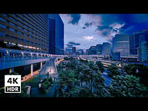 Nightfall in Osaki, Tokyo on Sunday | 4K HDR with Binaural Japanese Sounds