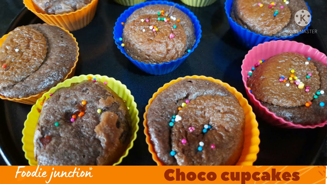 Choco cupcakes Easy dessert recipe How to make cupcakes without eggs Veg dessert YouTube