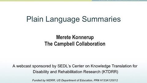 [Webcast 3] Plain Language Summaries