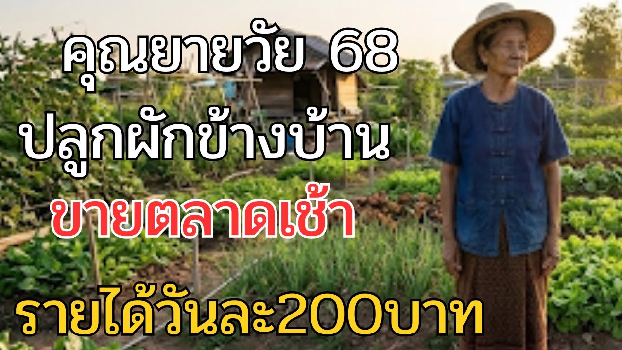 คุณยายวัย 68 ปลูกผักข้างบ้านขายตลาดเช้า รายได้วันละ 200 บาท สวนครัวข้างบ้านที่สร้างเงินสดเล็ก ๆ 