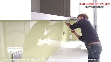 Kính Ốp Bếp Màu Kem Sữa Lắp Đặt Tại Tuylip 360 Vinhome Long Biên