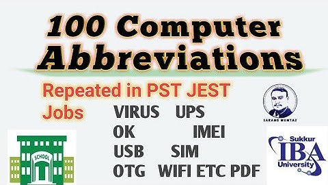 100 Computer Abbreviations Repeated in PST JEST Jobs | Teachers Jobs Test Preparation #pst #jest