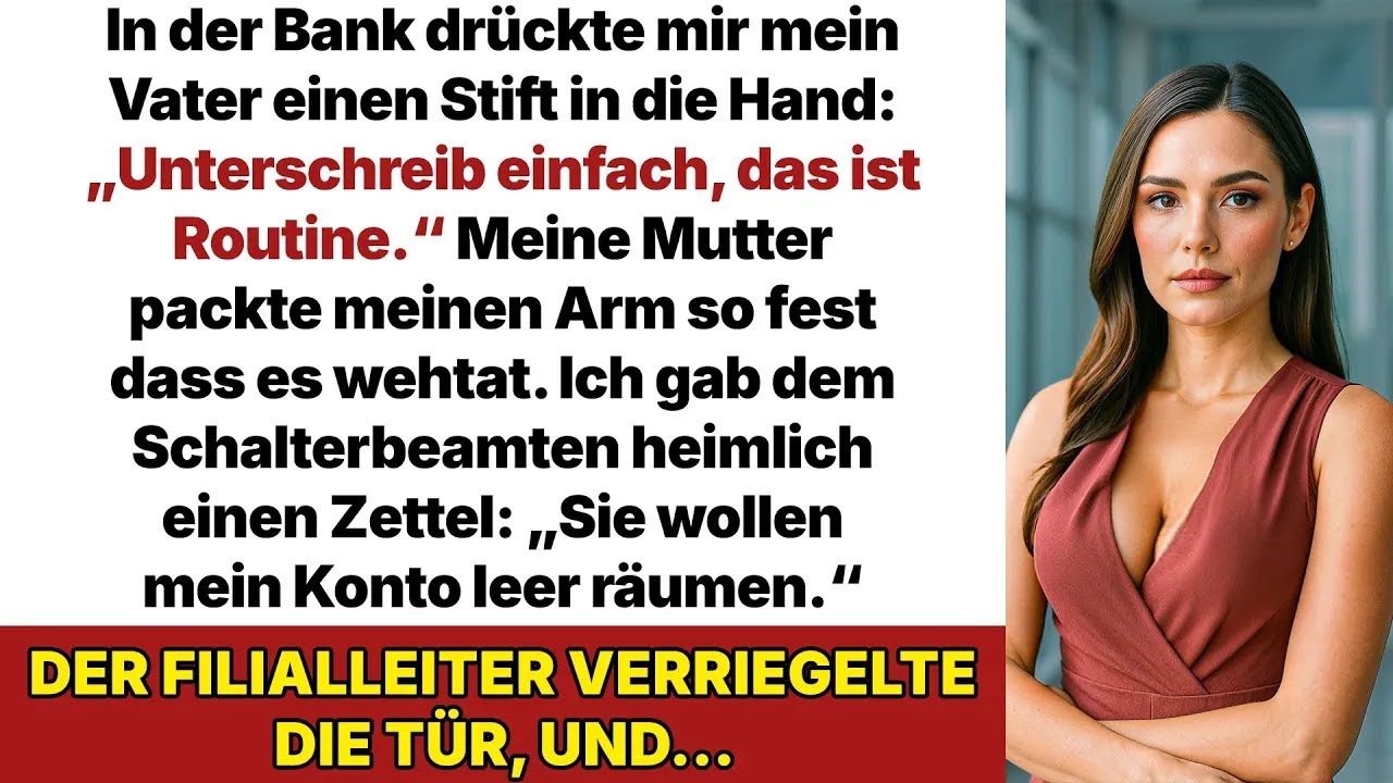 In der Bank wollte mein Vater mir alles wegnehmen, doch der Manager las meinen versteckten Zettel!