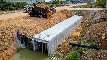 Start a New Project! Huge Sewer Drain Pipe Filling by Technical Skills Operator Dozer & 5Ton Truck