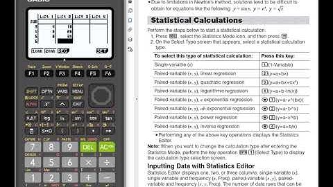 fx-9750GIII: Creating a Table and Finding a Regression