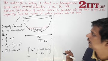 MENSURATION Exercise 17.3 Q15 Class X ICSE |  The water for a factory is stored in a hemispherical