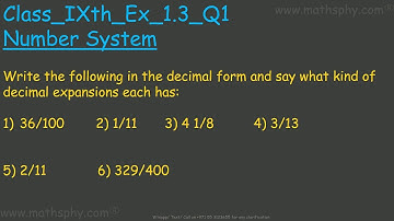 DECIMAL EXPANSIONS OF RATIONAL NUMBERS, NUMBER SYSTEMS MOST IMPORTANT QUESTION CLASS 9 EX 1.3 Q1