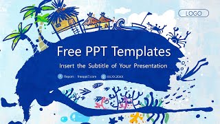 So Nice !🔥🔥 Blue Island PowerPoint Templates