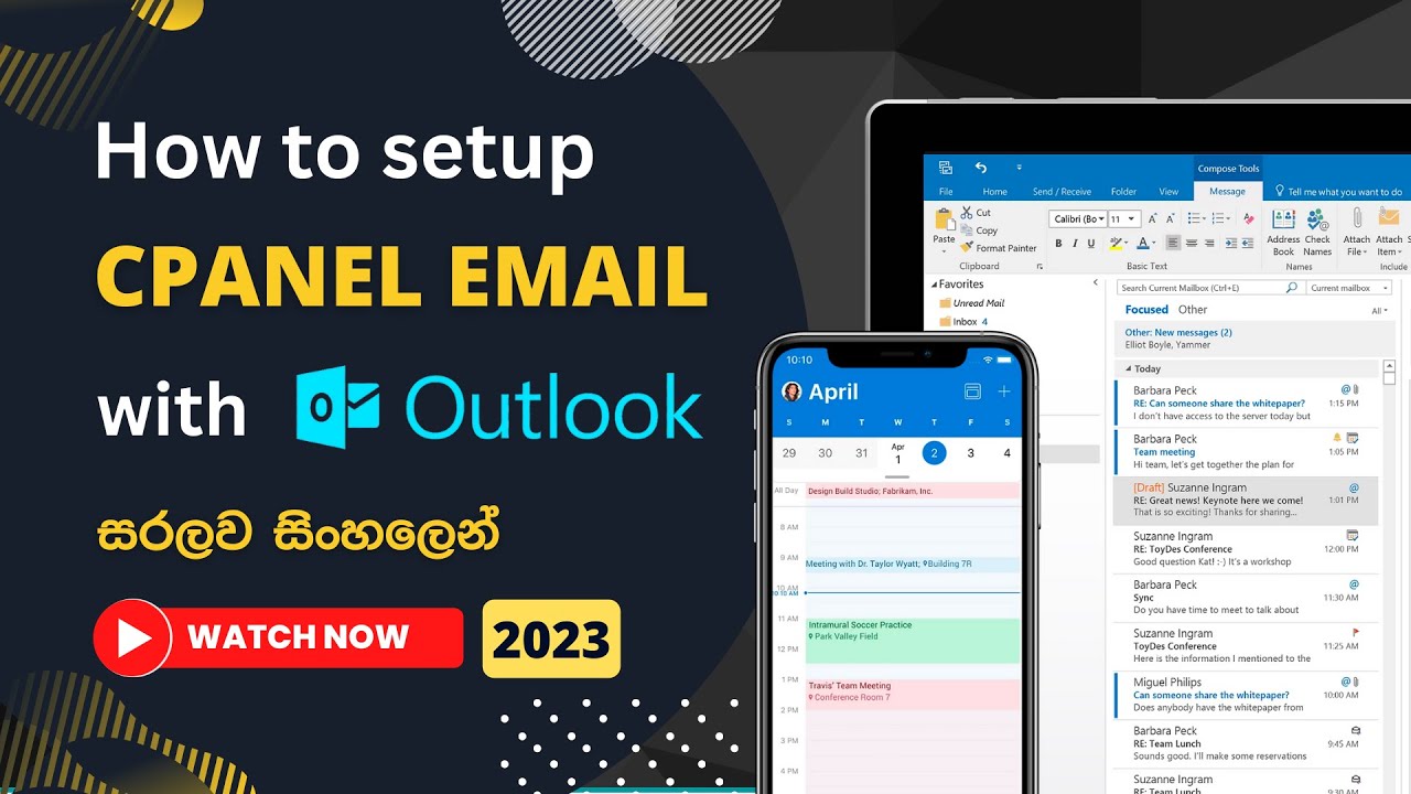How to Setup Cpenel Email with Outlook on PC/MAC/IOS/Android  - Explained in Sinhala