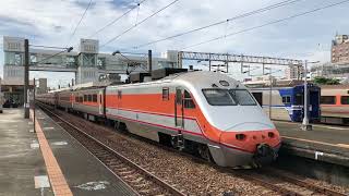 116次自強號岡山站通過(12車附掛親子車廂)(超越3158次區間車(EMU500))
