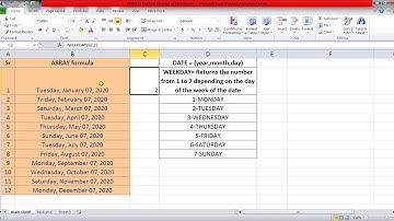 Video 31 DATE, WEEKDAY function, ARRAY to List First Monday of Each Month in 2020 Sachin Vartak