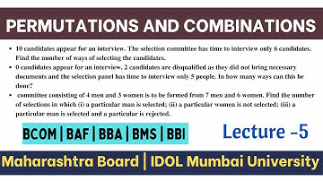 Permutations and Combinations Part 5| First Year Maths | IDOL Mumbai University 2022