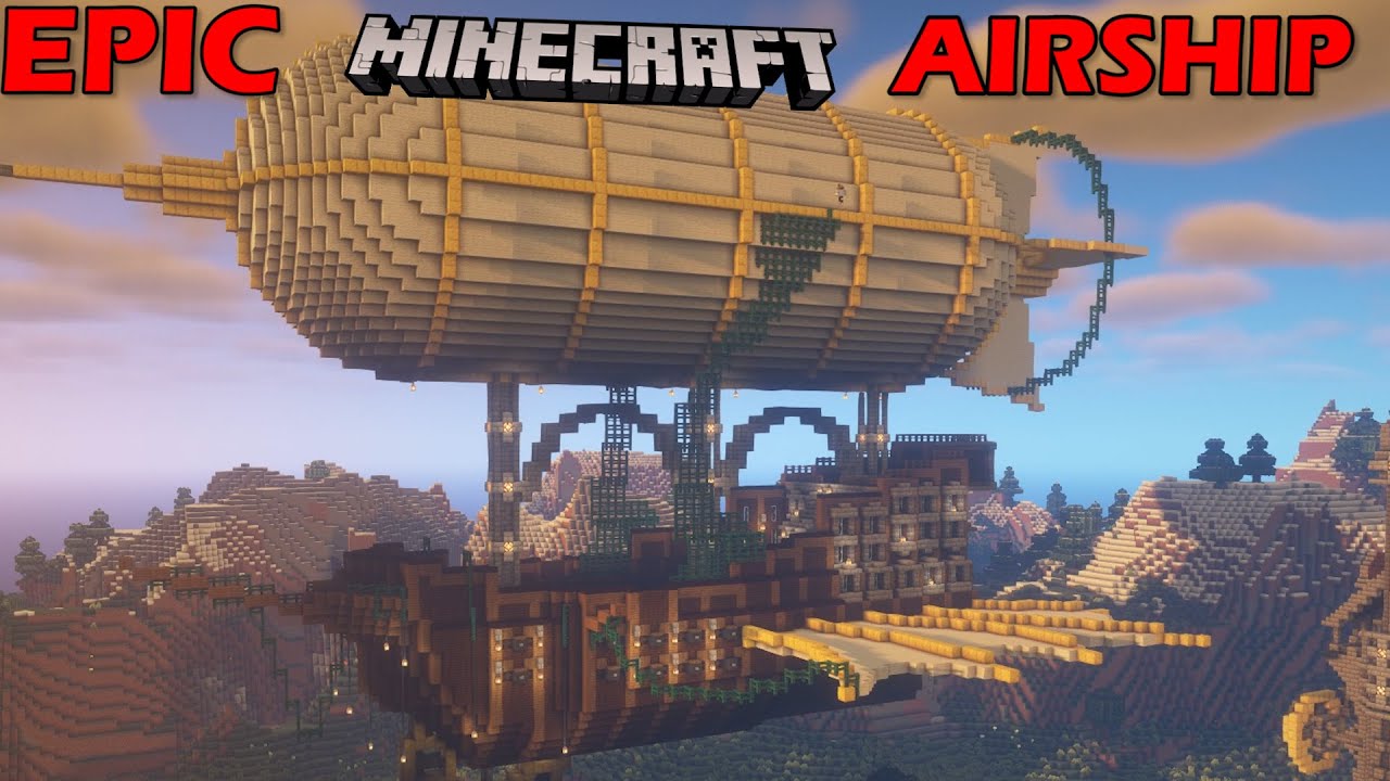 A Minecraft full timelapse of a steampunk airship. 