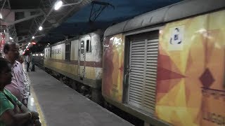 WAP7-hauled 22692 Bengaluru Rajdhani arrives at Secunderabad (July 20, 2017)