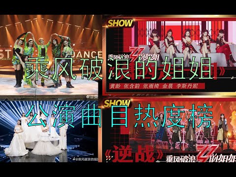 乘风破浪的姐姐，五次公演曲目热度榜。从哪首歌开始喜欢姐姐们？   【数据可视化】
