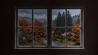 Rainy Fall Oregon Village Window POV🍂🌧️ Fall Rain Ambience For Reading, Sleeping, Studying, Etc.