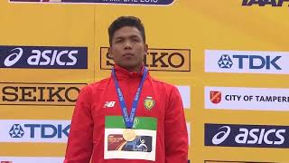 Lalu Muhammad Zohri Medal Ceremony Men's 100m U20 WC 2018