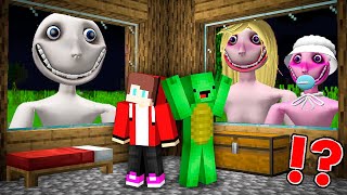 JJ and Mikey HIDE From MAN FROM THE WINDOW Family At Night in Minecraft Challenge Maizen