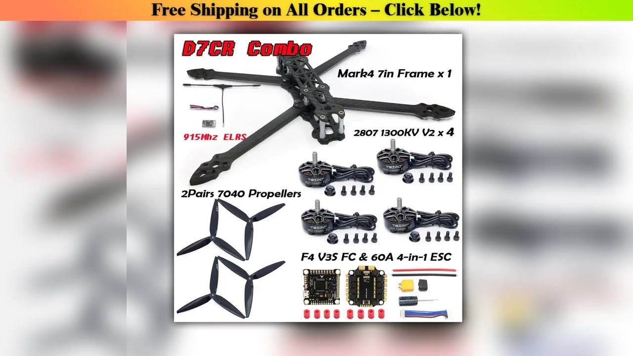 MARK4 7inch 295mm Wheelbase Carbon Fiber Frame 2807 1300KV Brushless Motor propeller 2.5W VTX