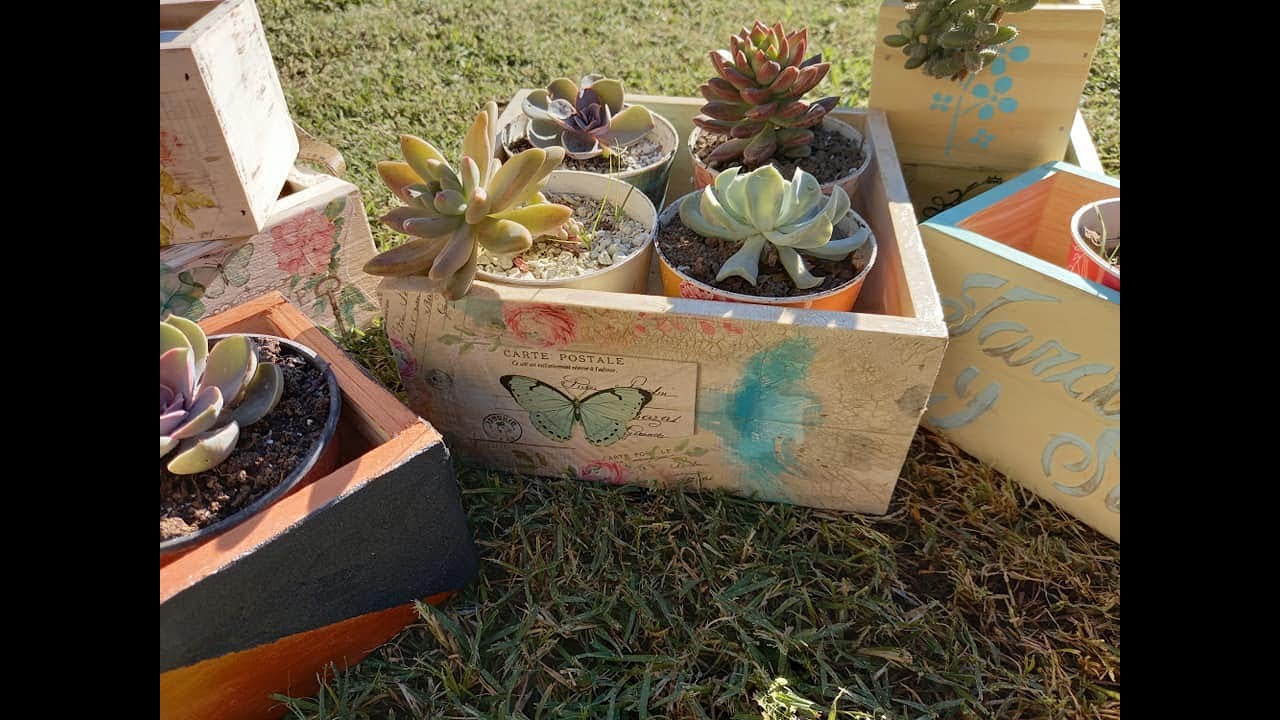 Gana mucho💰💵💲🤑 8 ideas  fáciles para decorar macetas de madera! #gracielaherman