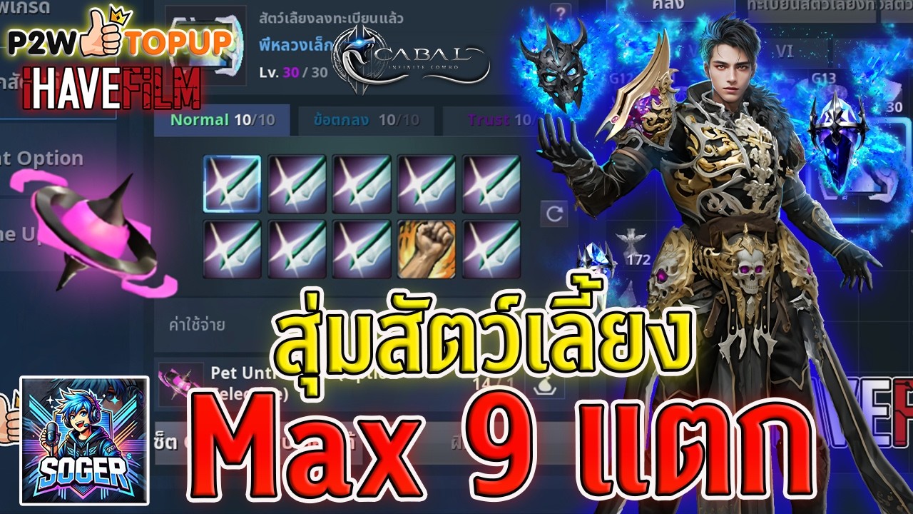 Cabal Infinite Combo : สุ่มสัตว์เลี้ยง Maxrate 9  มาแล้ว!