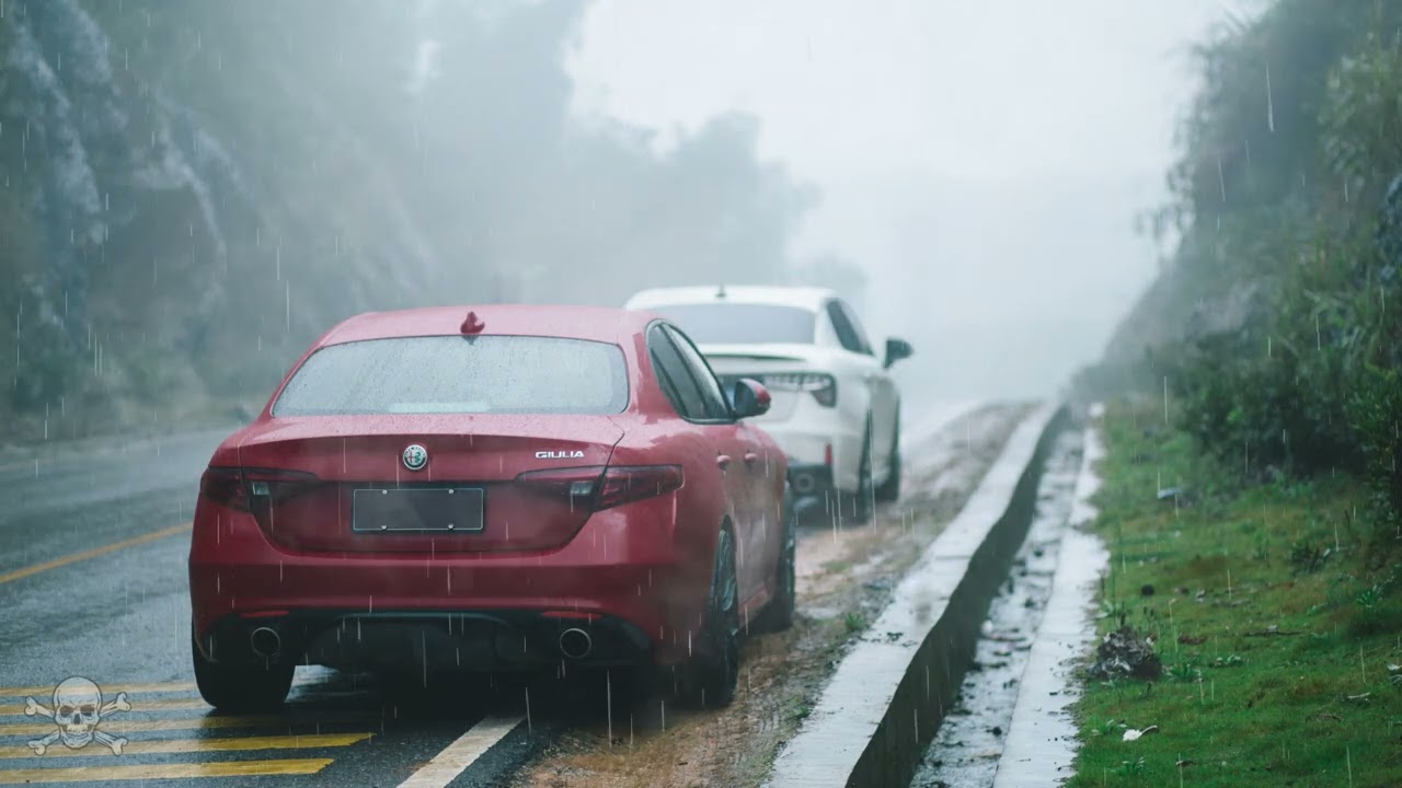 Relax To Sounds Rain Falling Alfa Romeo Giulia Winter Forest Ambience Stress Relief Meditation 1 Hr
