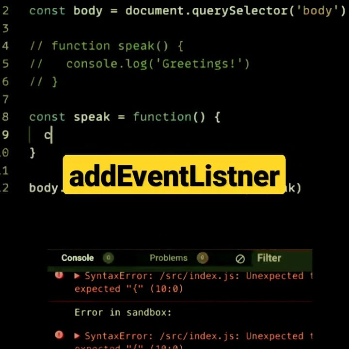 addEventListener | javascript tutorial #shorts #html #javascript - YouTube