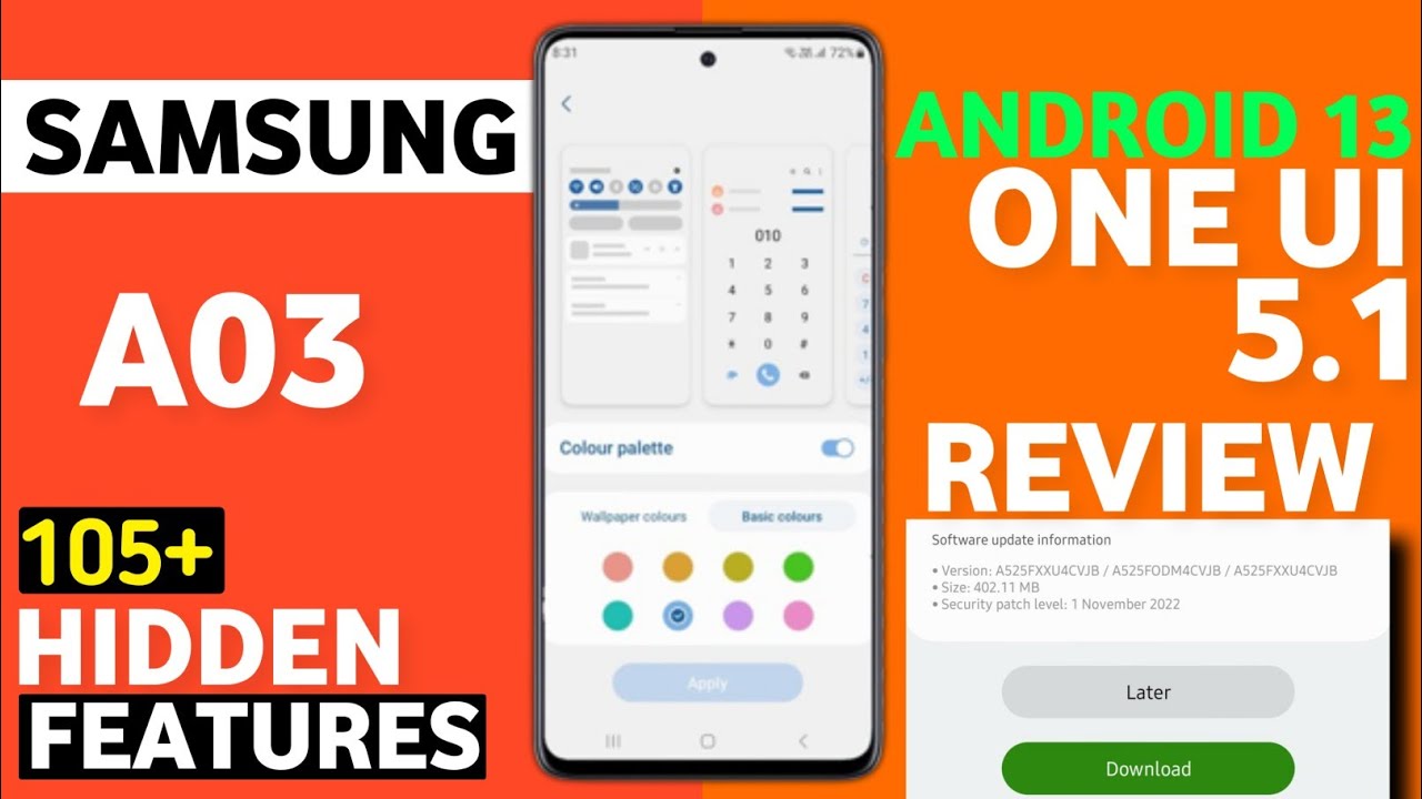 Samsung A03 OneUI 5.0 Android 13 Features Review 105+ Hidden