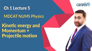 MDCAT NUMS Physics Live Lecture 6, Ch no 1, Kinetic energy and Momentum + Projectile motion