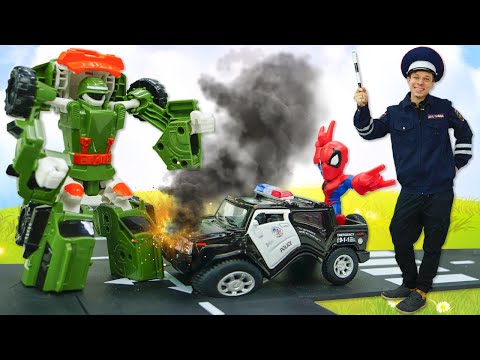 Видео игры - Тобот и Инспектор Фёдор ловят нарушителей! Роботы Трансформеры и Супергерои игры гонки
