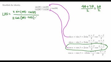 Establish the identity: Sum to Product formulas example 2/3