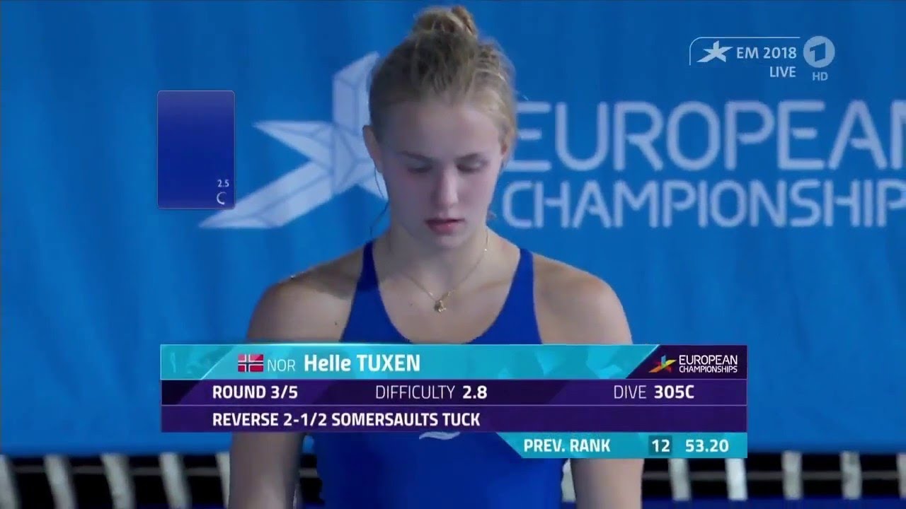 Madrid 2020 Helle Tuxen 10m prelim semi women's diving YouTube