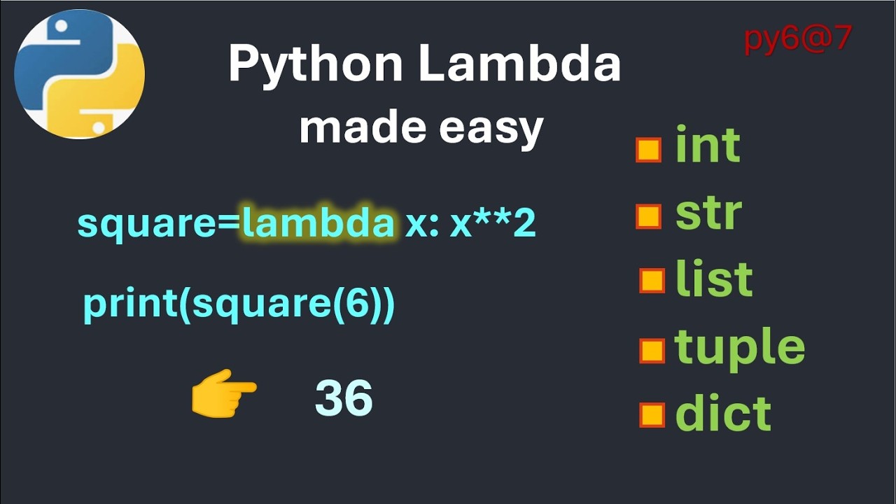 py6@7 Master Python Lambda Functions in One Video 🔥 Real Examples with Conditions & Loops