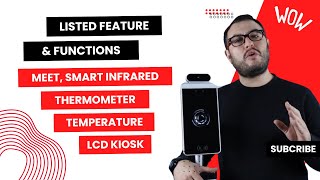Meet, Smart Infrared Thermometer Temperature  LCD Kiosk. LISTED FEATURE & FUNCTIONS by Brand M3dia
