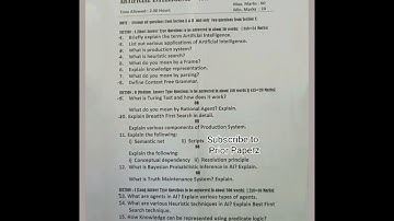 Artificial Intelligence BCA Previous Question Paper BG 6th Semester BCA Kashmir University Dec 2022