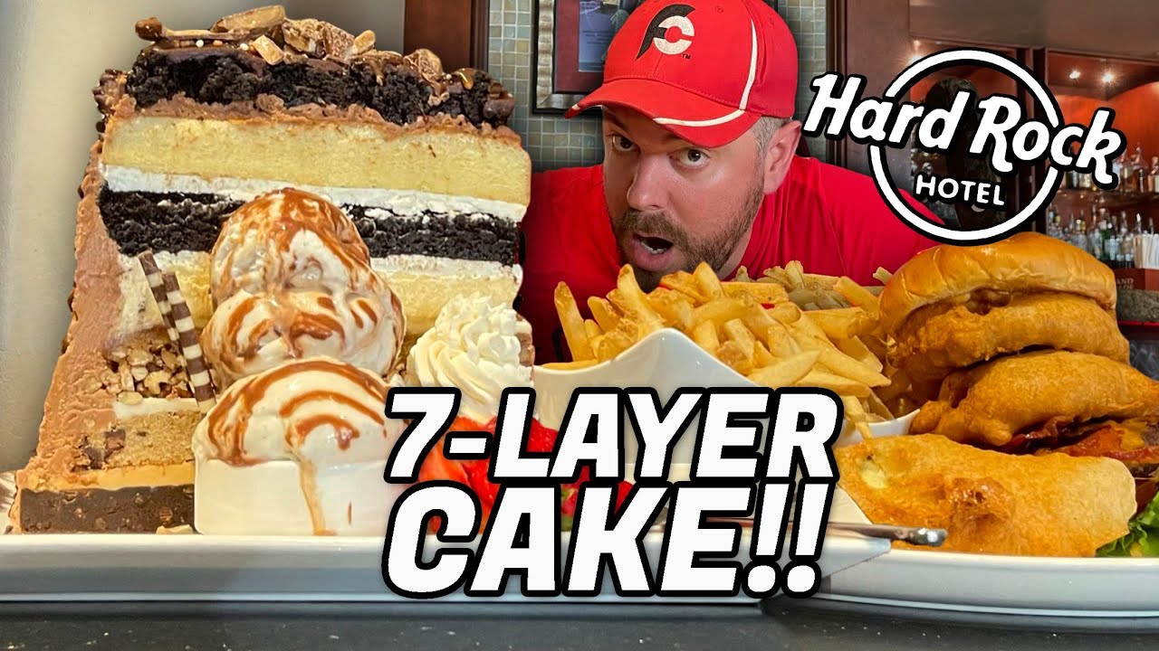 Kitchen Sink Burger Challenge w/ 7Layer Cake at Hard Rock Hotel