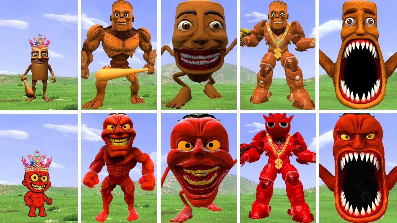 ALL NEW EVOLUTIONARY FORMS OF TUNGTUNG SAHUR MONSTER VS PEPPER DINDUN MONSTER IN GARRY'S MOD!