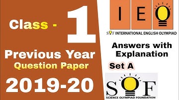 IEO Class 1 2019 Question Paper International English Olympiad