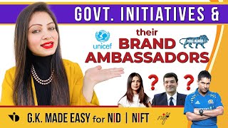 BRAND AMBASSADORS of important GOVT. INITIATIVES & SCHEMES | GK for NID / NIFT 2022 | GK made easy