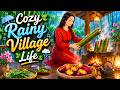 Rainy Day in the Countryside 🌧️🍠 Cooking Bamboo Rice by the Fire | Ghibli-Style ASMR