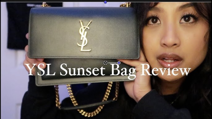 Saint Laurent medium sunset bag in croc embossed leather 1 year review #ysl  #sunset #luxurybags 