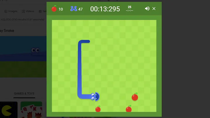 google snake game twin mode (slow) 25 apples 00:40:417