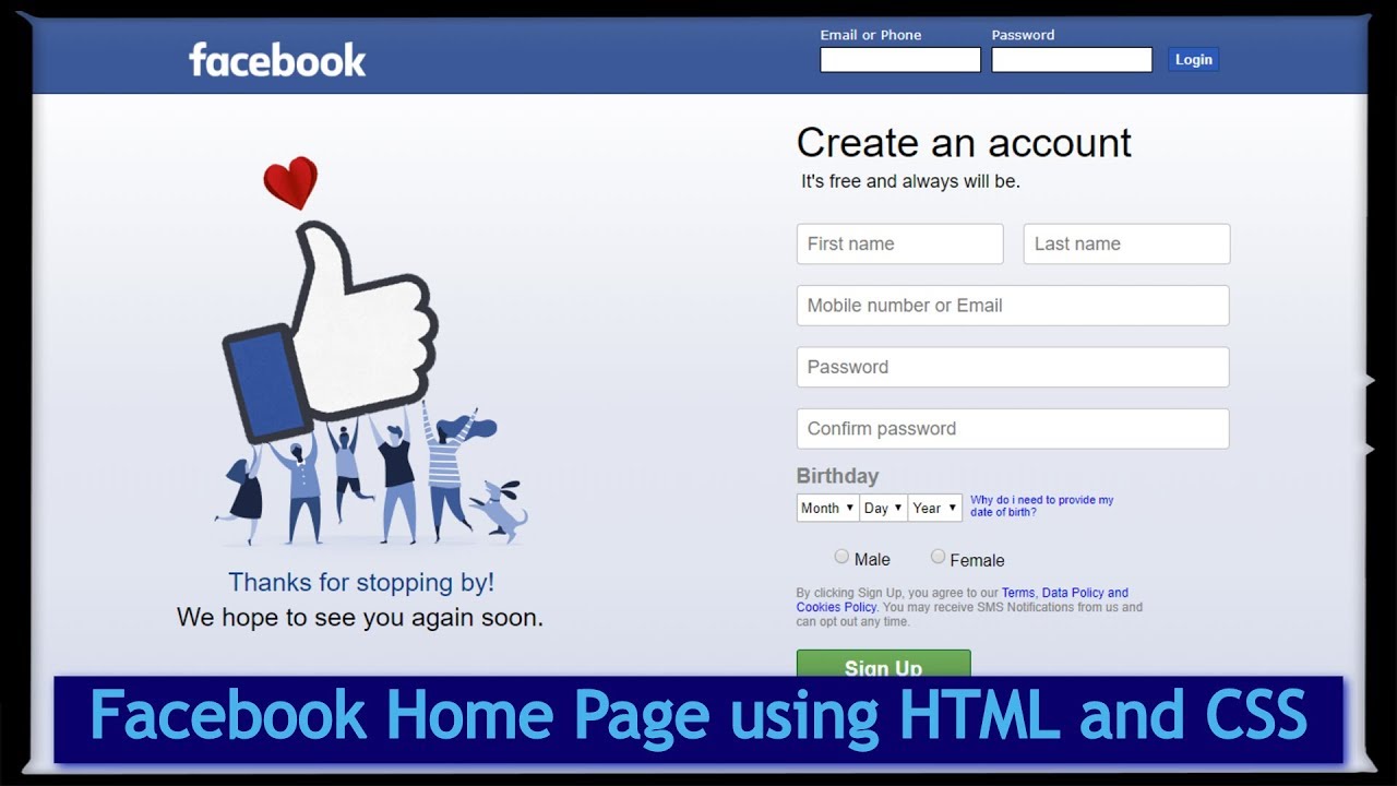 How to Create Facebook Login Page in HTML and CSS