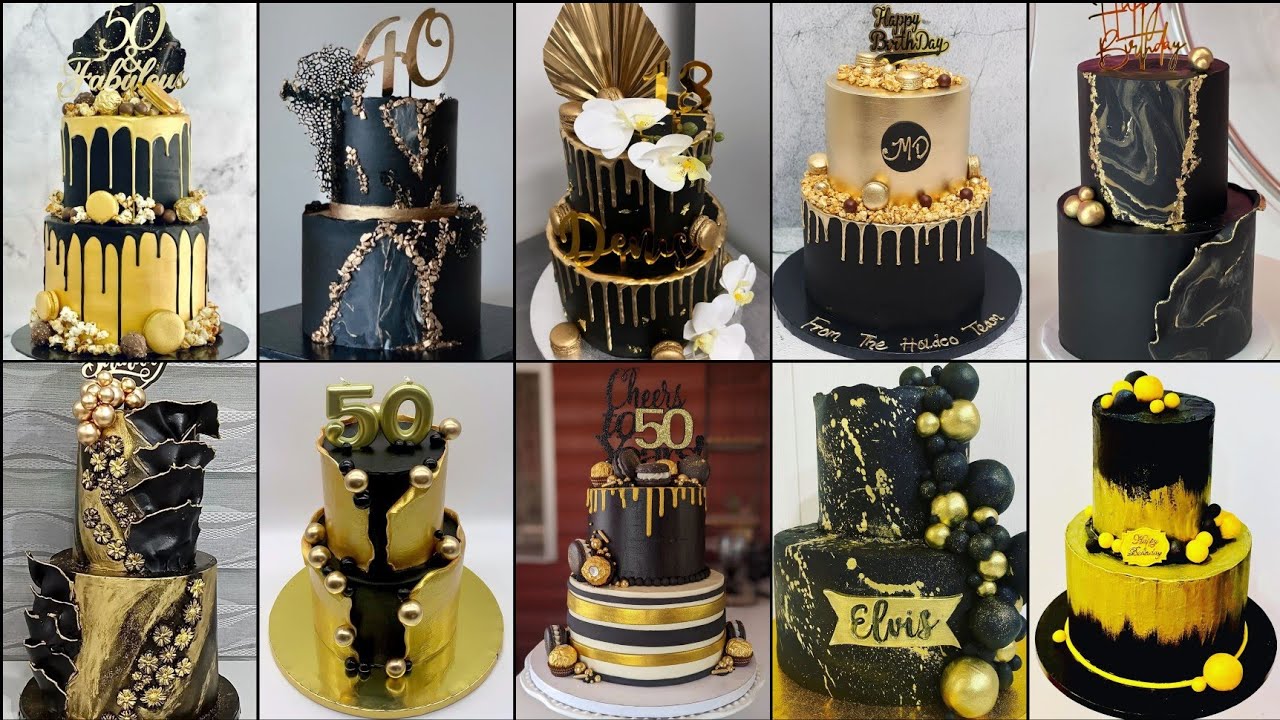 Black And Gold Birthday Cake Ideas/Birthday Cake Designs/Black Cake/Black  And Gold Cake Designs 2022 - Youtube