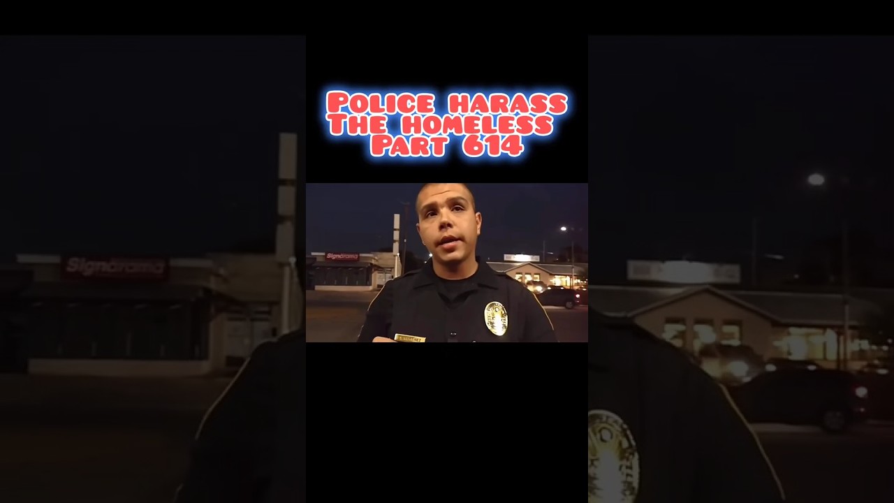 AKP-Saextazyprez Police harass homeless people sitting at the bus stop. Lights camera action. 