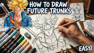 Dragon Ball Z Future Trunks step by step drawing 