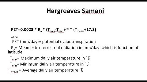 Estimation of Potential Evapotranspiration(PET)  using Hargreaves Samani method