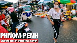 Cambodian food tour 2021, walking tour Phnom Penh at Toul Tom Poung traditional Market