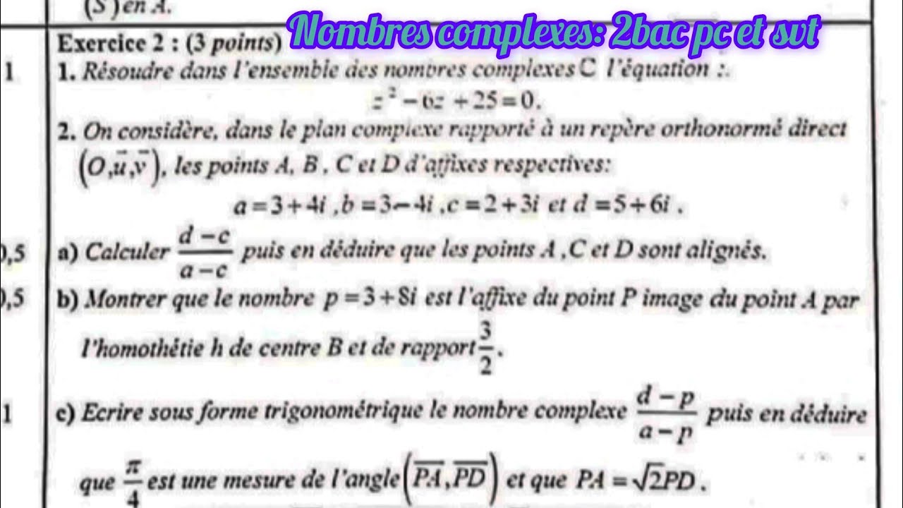 nombres complexes : examen national 2009 rattrapage 2bac pc et svt